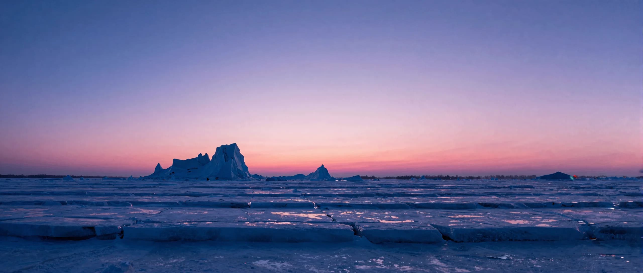 Vast cinematic view of horizontally layered ice formations