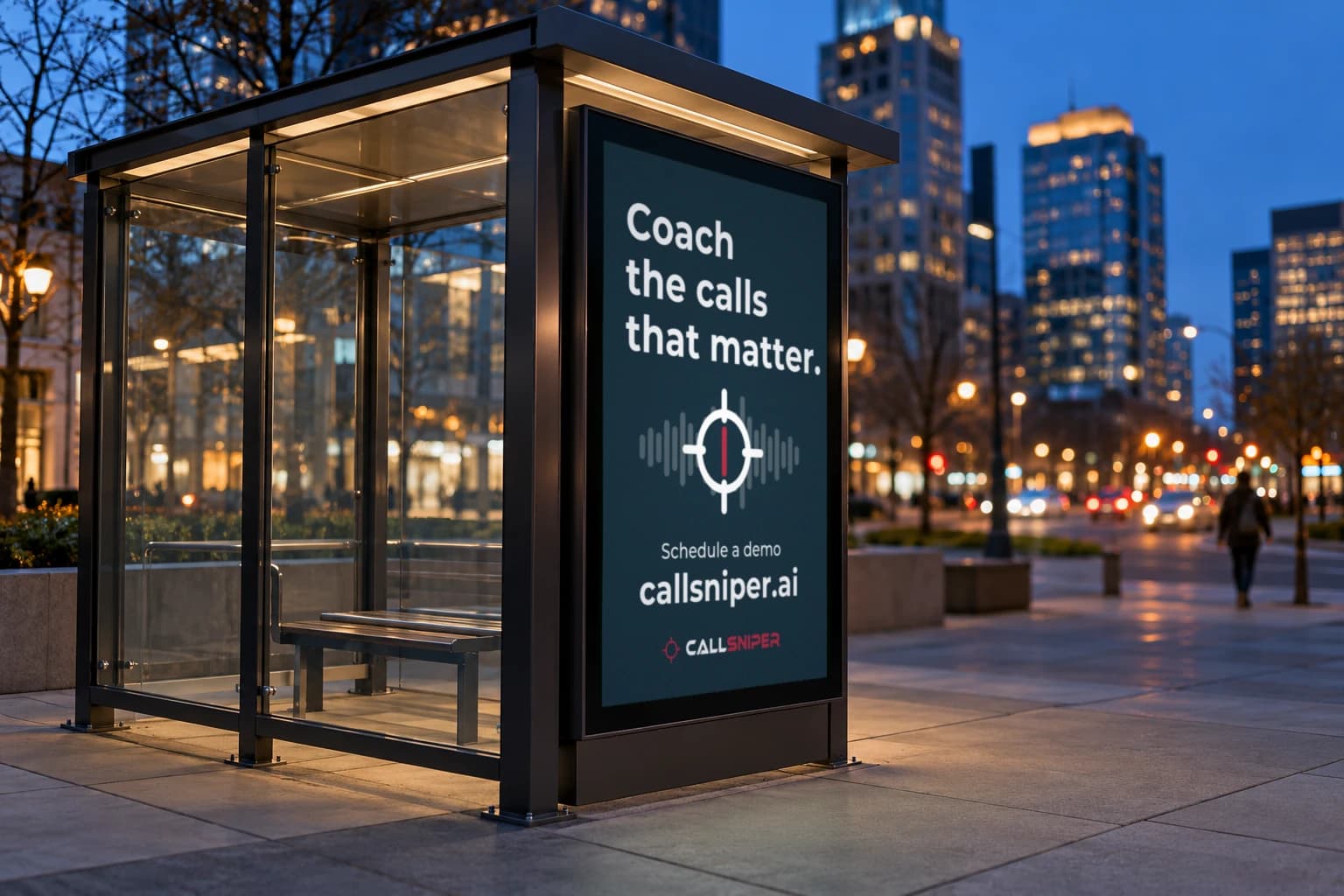 CallSniper shelter poster mockup with its waveform artwork