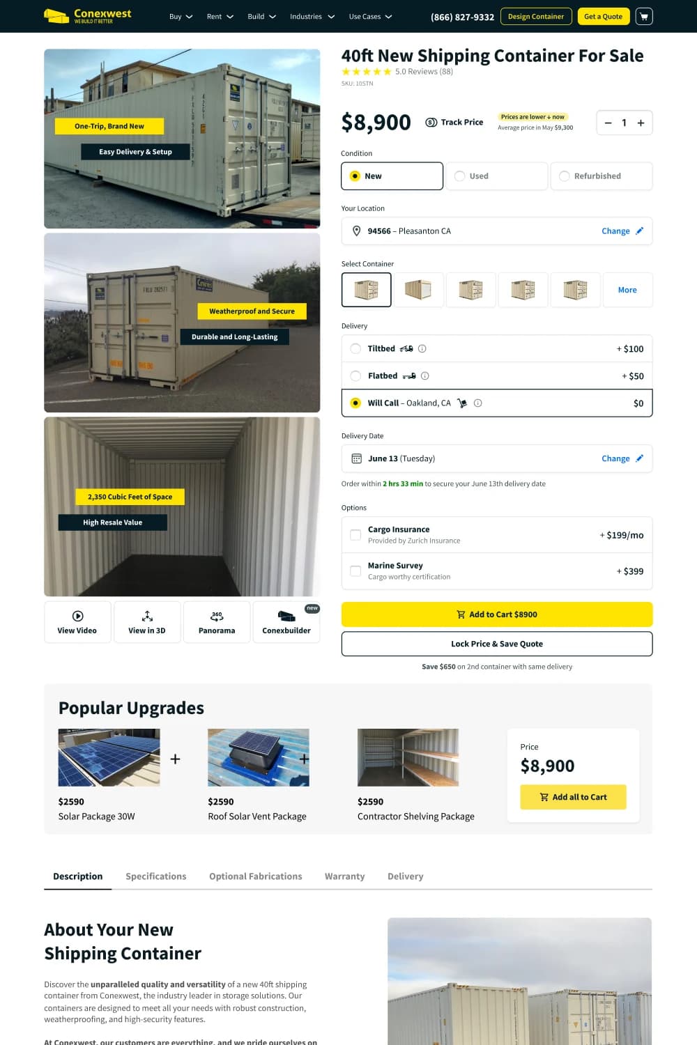 Product page design capture