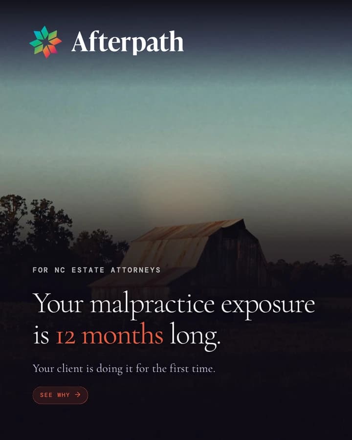 Carousel cover: Your malpractice exposure is 12 months long. Weathered barn under an evening sky.