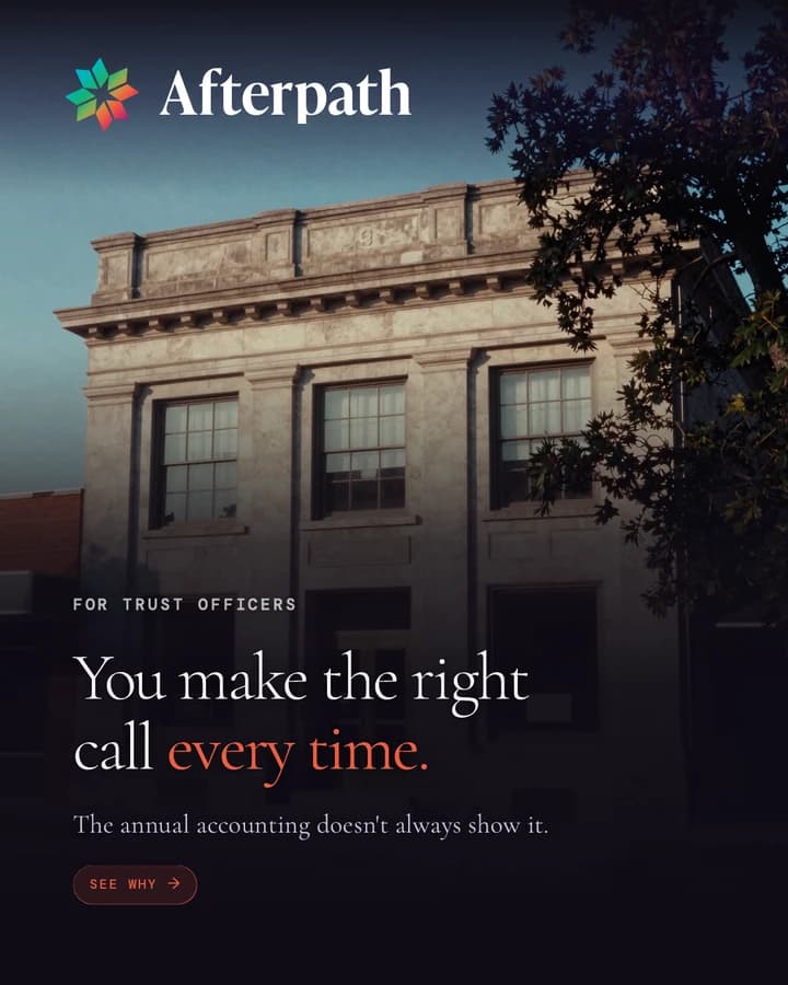 Carousel cover: You make the right call every time. The annual accounting doesn't always show it. Stone bank building.