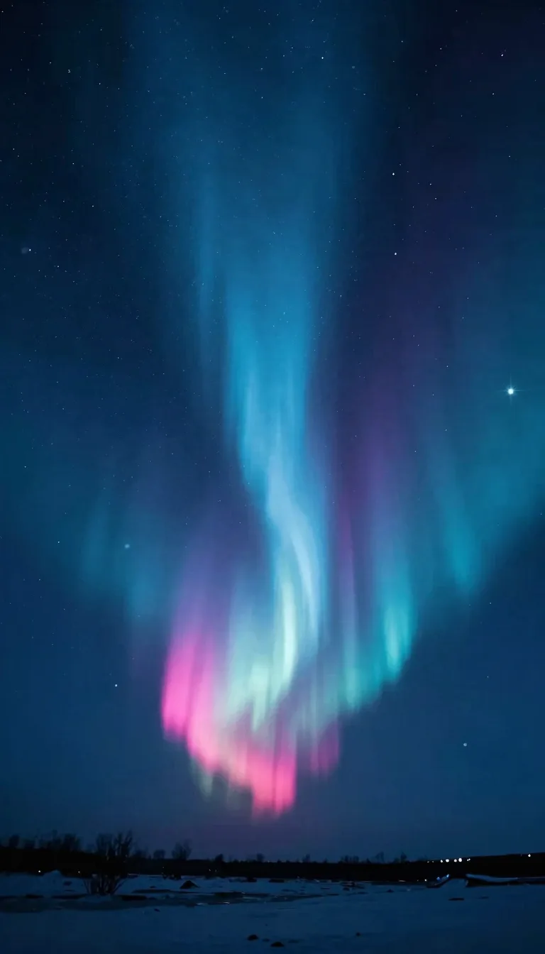 tall vertical of electric-blue atmospheric scene with hot-pink sunset accent - companion image for the AI-assisted content real grounding essay