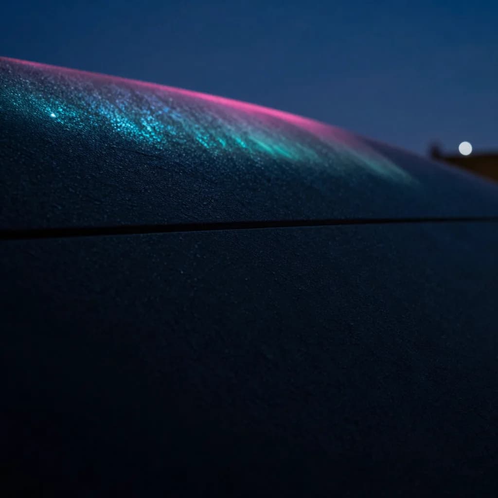 Close-up macro of a dark monument's surface texture, fine grain catching cold light