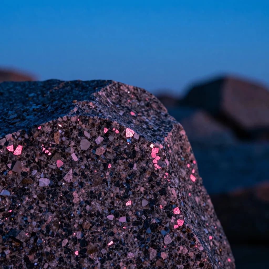 macro detail of dark erratic boulder on a white salt flat under electric-blue sky - companion image for the bundling apps vs native Shopify bundles guide