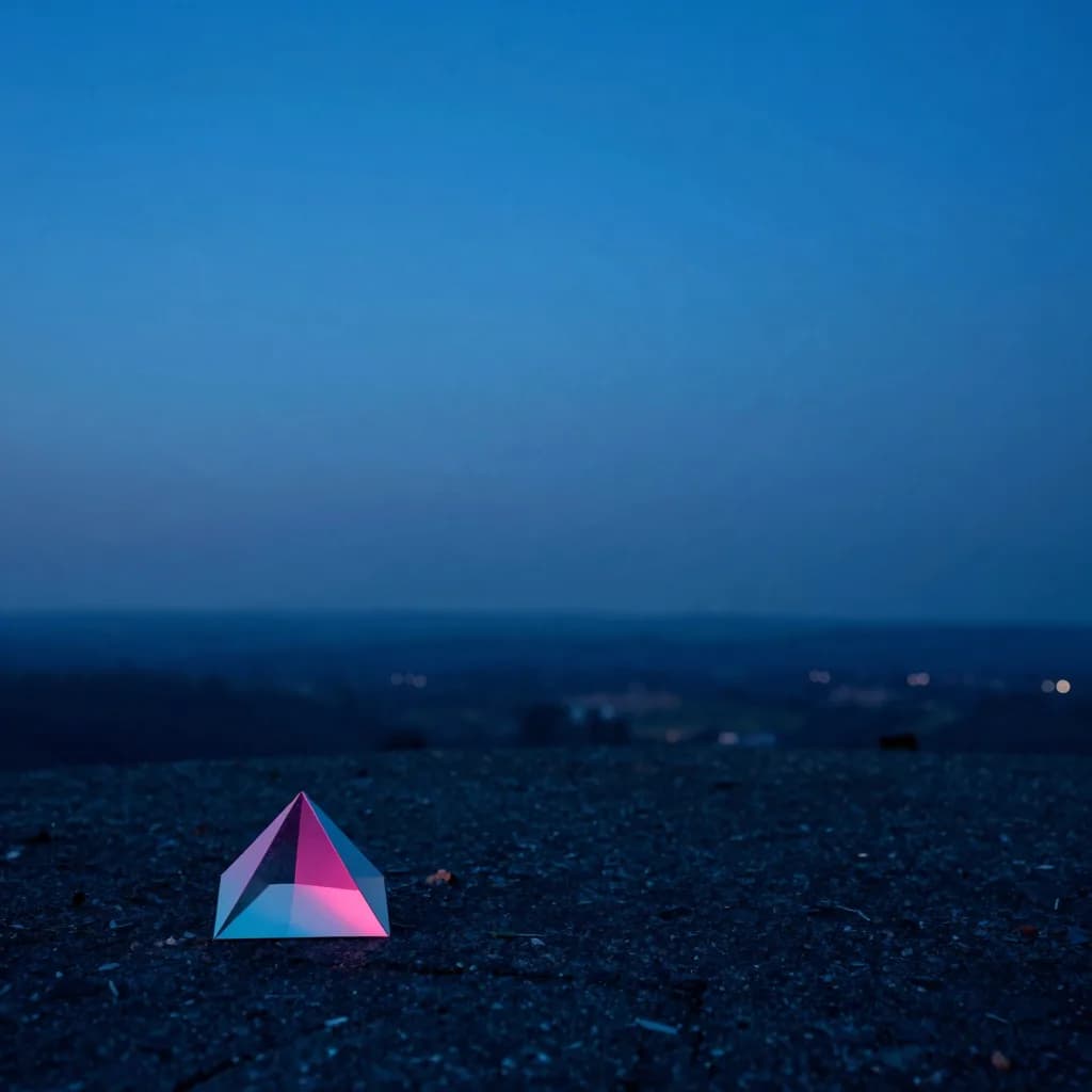 atmospheric wide of iridescent glass form on dark polished stone with electric-blue and hot-pink refraction - hero image for the Claude sub-agents when-to-use guide
