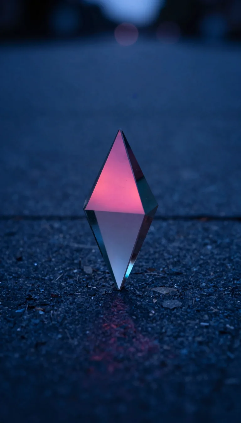 tall vertical of iridescent glass form on dark polished stone with electric-blue and hot-pink refraction - companion image for the Claude sub-agents when-to-use guide