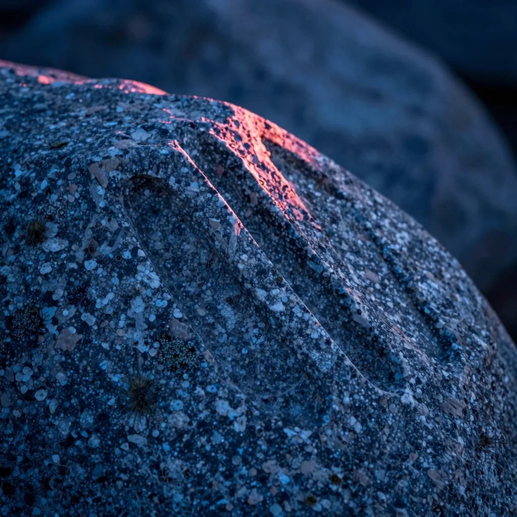 Macro view of crystalline ice surface with electric blue rim light highlighting micro-textures and fine cracks.