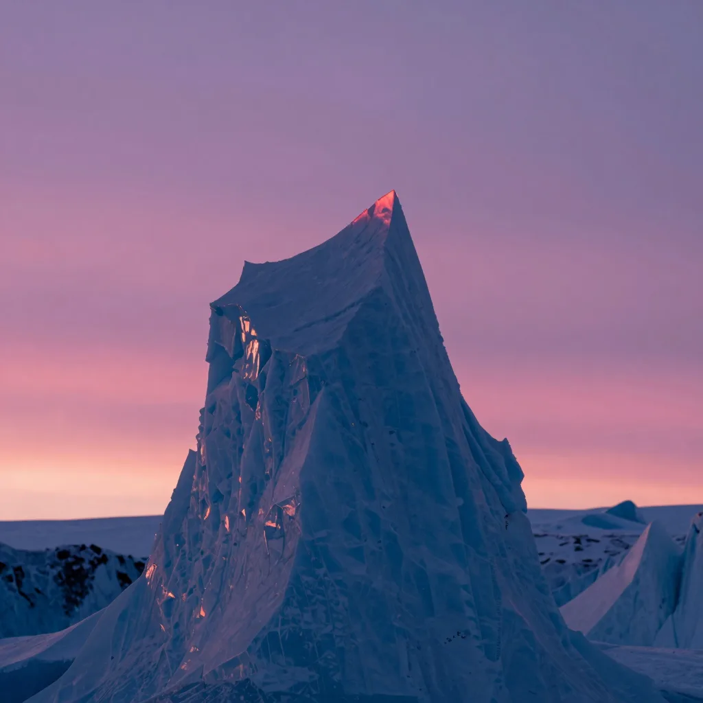 Single ice formation isolated against open sky