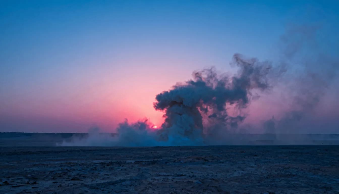 cinematic trail-aspect of electric-blue atmospheric scene with hot-pink sunset accent - companion image for the fractional is not a cheaper full-time hire essay