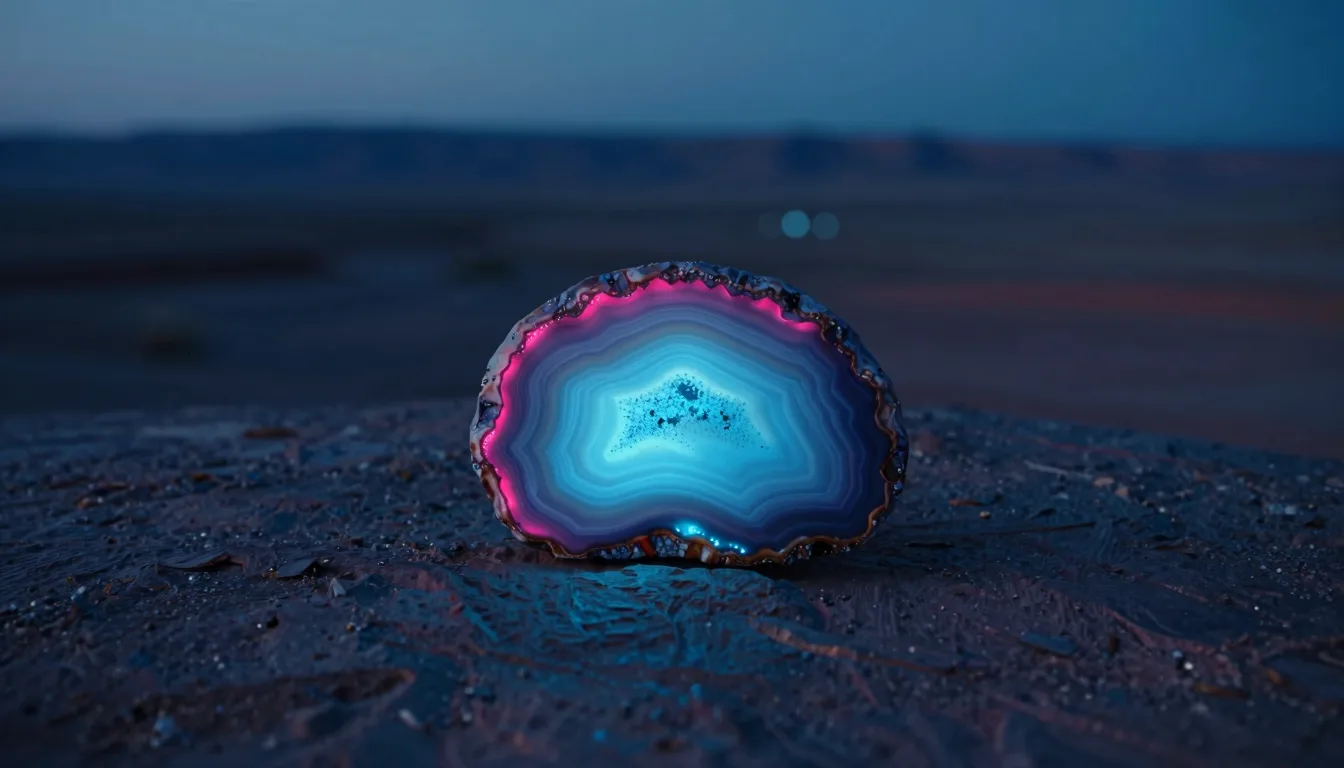 cinematic trail-aspect of mineral stone form against electric-blue sky with hot-pink rim light - companion image for the GA4 migration DTC playbook