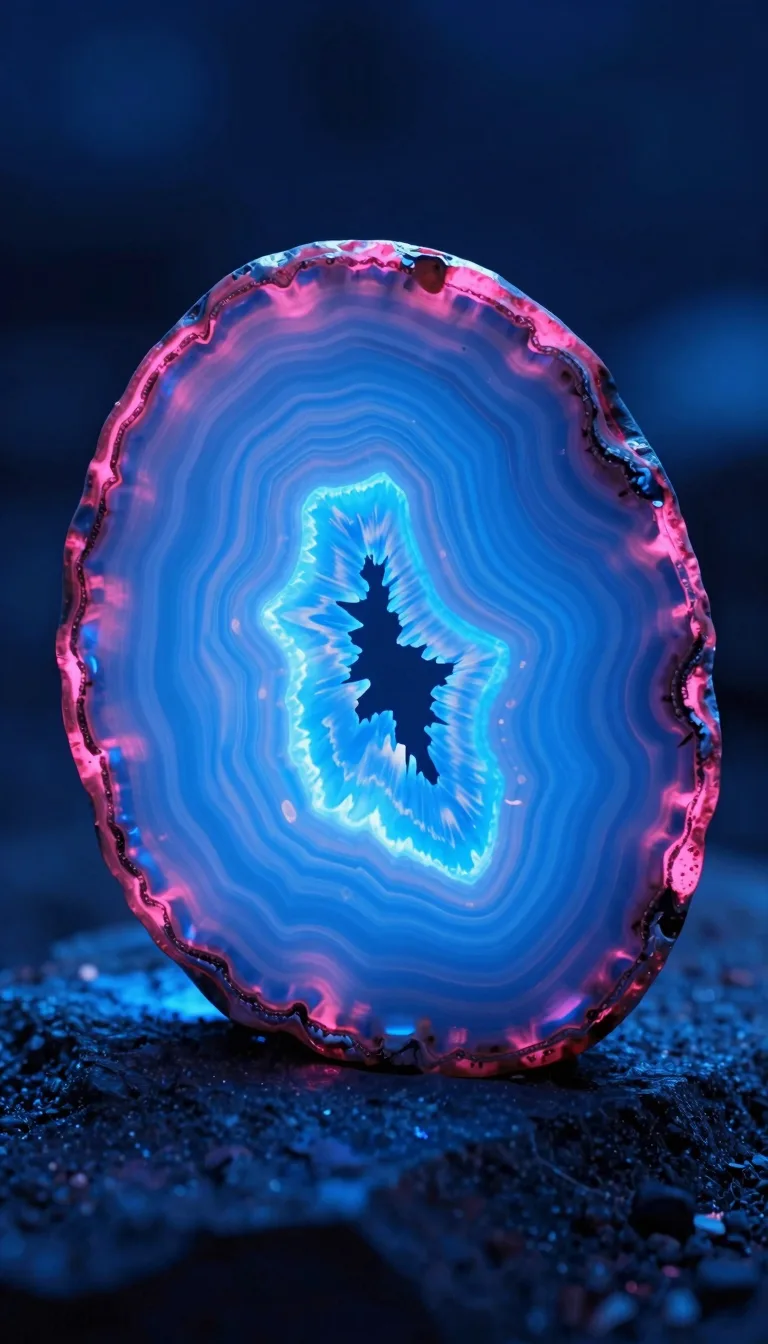 tall vertical of mineral stone form against electric-blue sky with hot-pink rim light - companion image for the GA4 migration DTC playbook