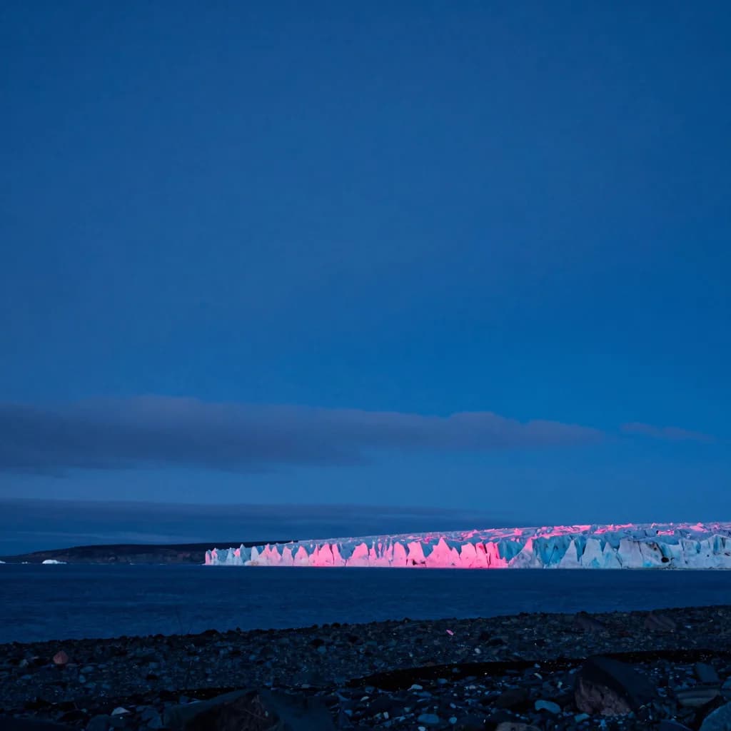 atmospheric wide of frozen water form under electric-blue twilight with hot-pink sunset - hero image for the git worktrees for parallel agents guide
