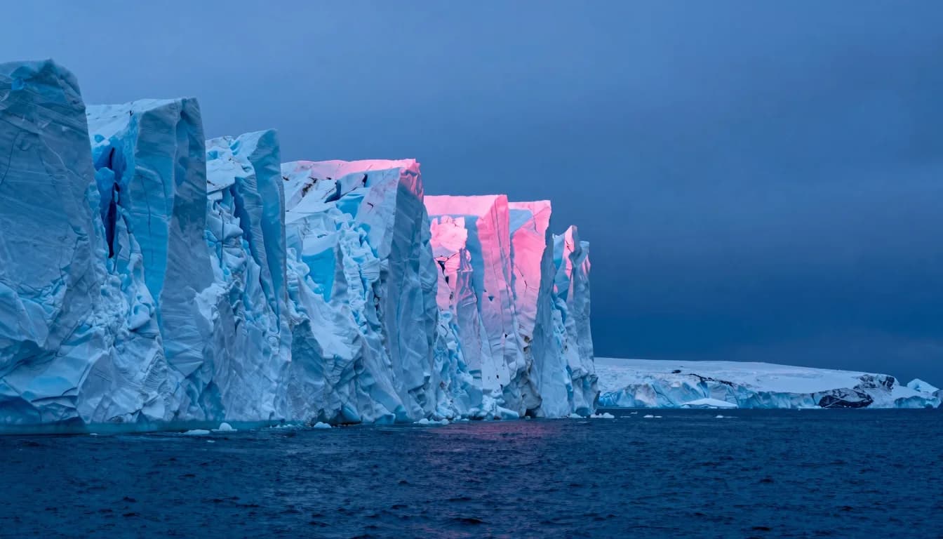 cinematic trail-aspect of frozen water form under electric-blue twilight with hot-pink sunset - companion image for the git worktrees for parallel agents guide