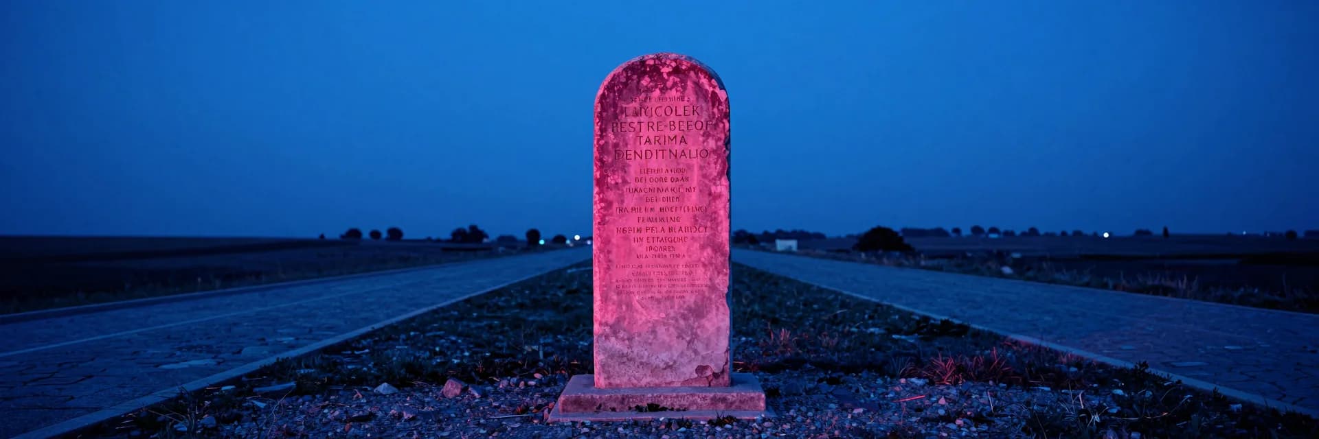 ultra-wide strip of architectural form aligned to the horizon under electric-blue sky with hot-pink sunset - hero image for the house of brands vs branded house ecommerce essay