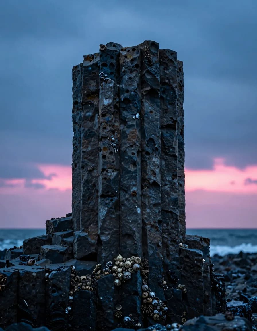 portrait orientation of coastal sea stack or arch under electric-blue sky with hot-pink sunset - companion image for the Klaviyo vs Omnisend decision for a small catalog