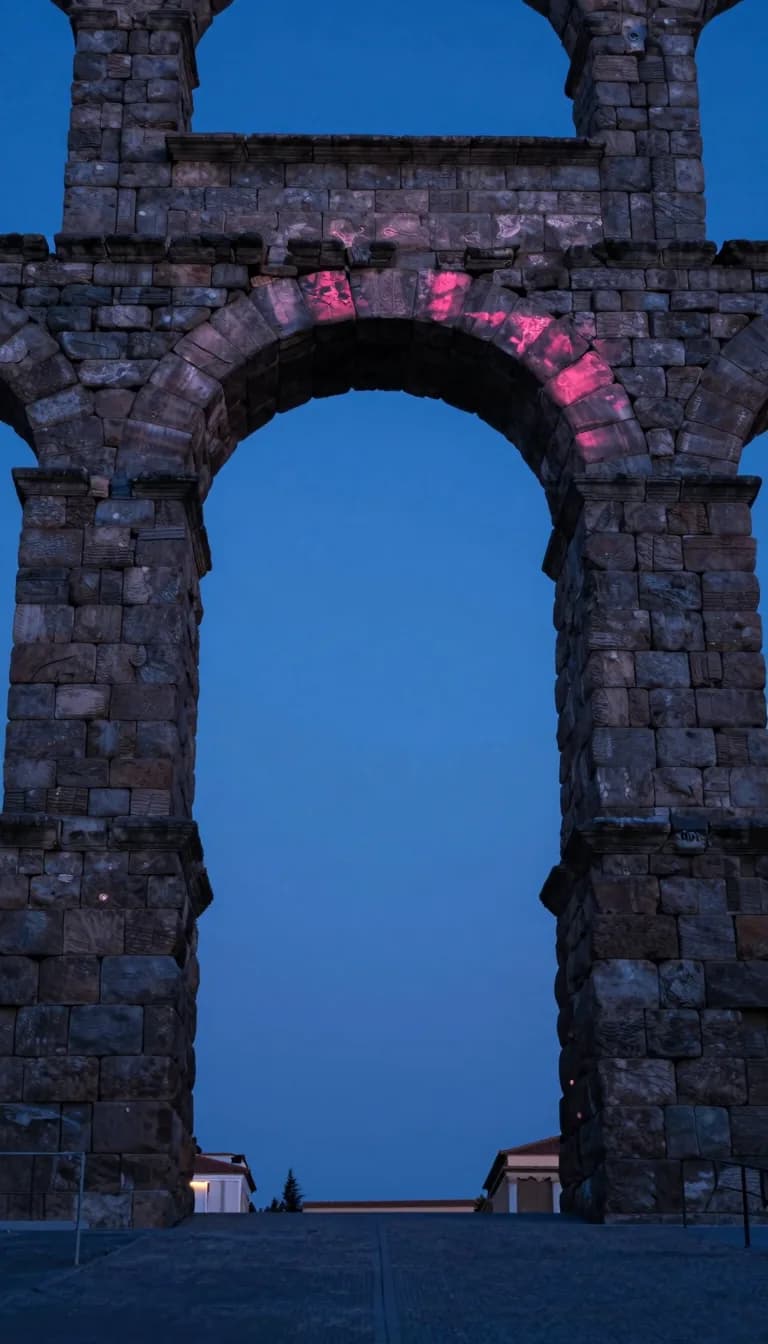 tall vertical of architectural form aligned to the horizon under electric-blue sky with hot-pink sunset - companion image for the MCP server architecture basics guide