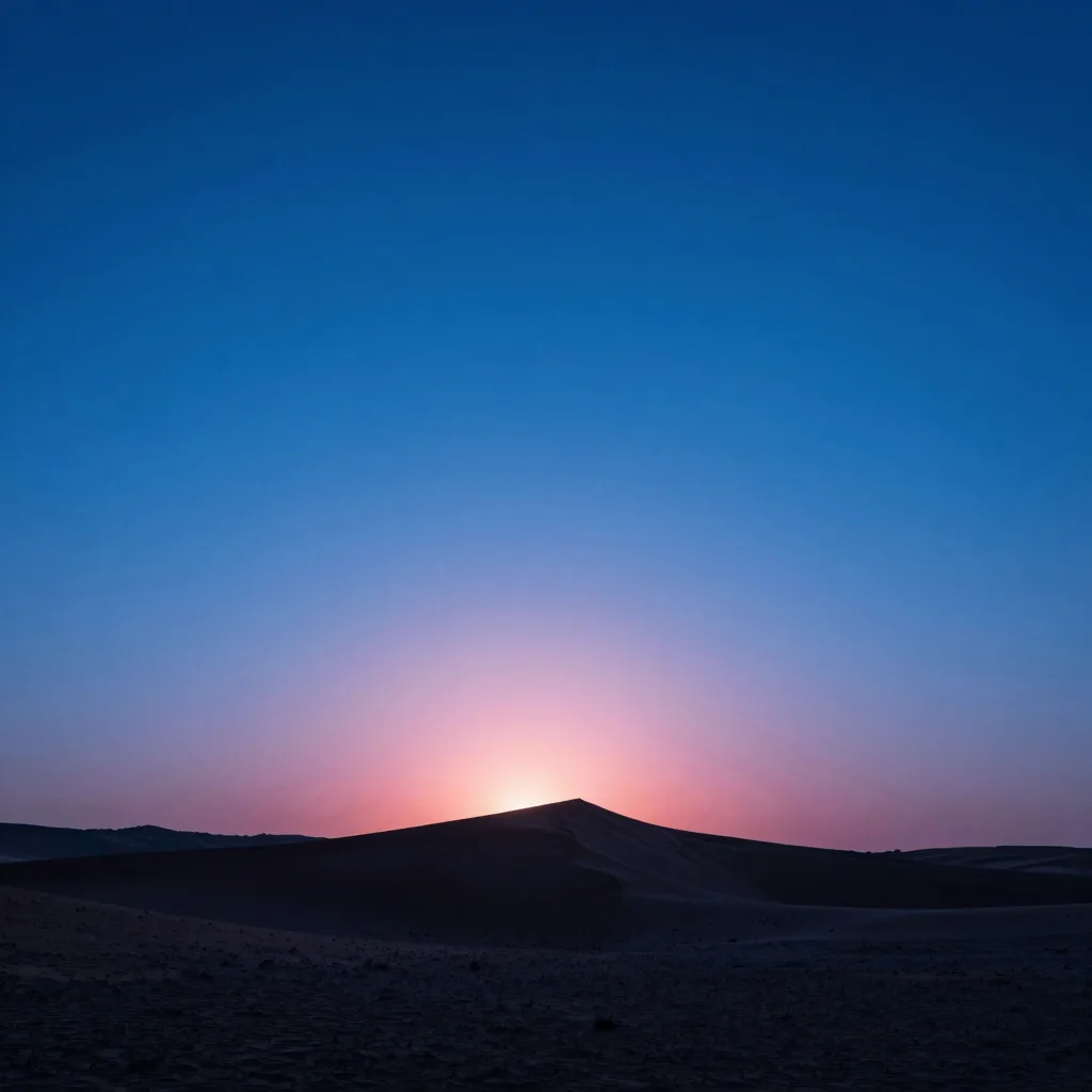 atmospheric wide of dune ridge under electric-blue sky with hot-pink low sun grazing the crest - hero image for the Meta ads CBO vs ABO 2026 structure guide