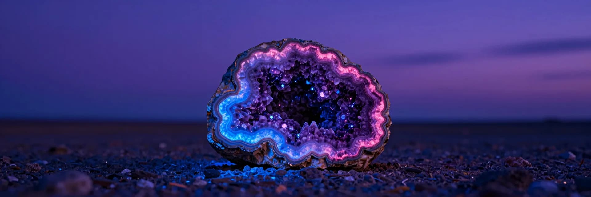ultra-wide strip of mineral stone form against electric-blue sky with hot-pink rim light - companion image for the parallel vs sequential agent dispatch guide