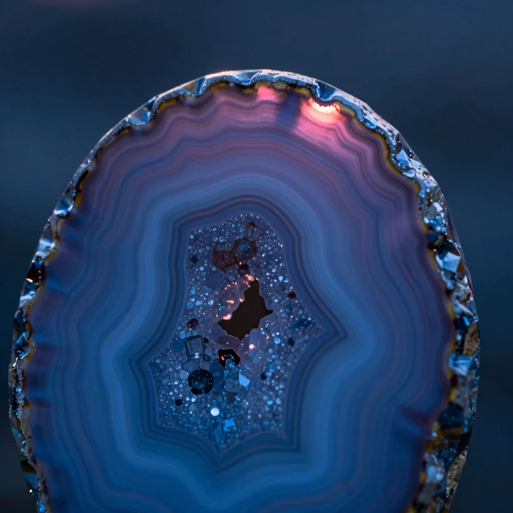 Close-up macro of a translucent crystalline surface with fine internal fractures and refractive edges catching light.
