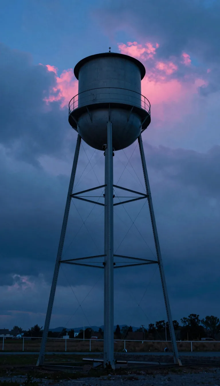 tall vertical of lone industrial silhouette on a prairie at hot-pink sunset - companion image for the retainer trap and why productized beats hours essay