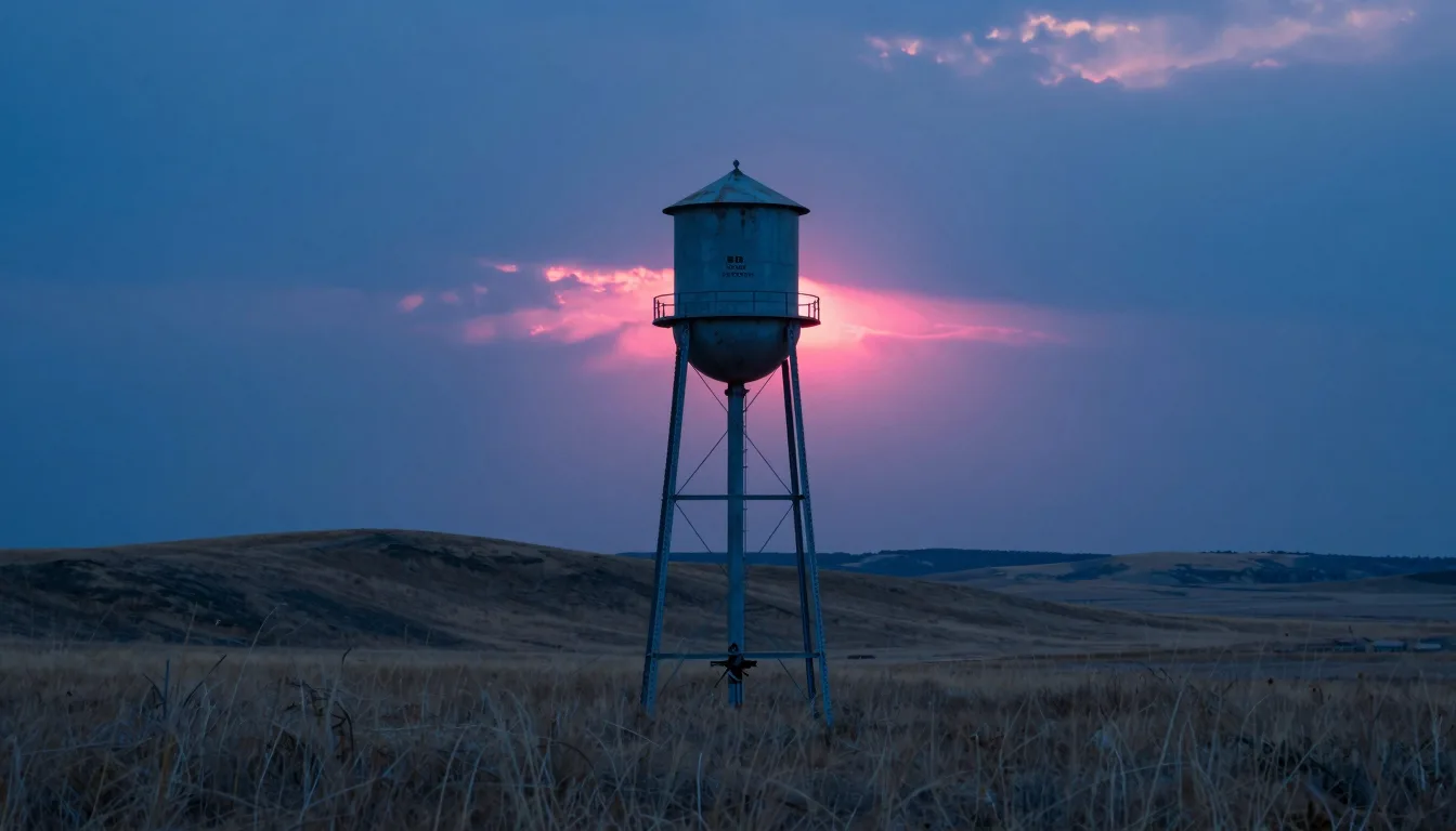 cinematic trail-aspect of lone industrial silhouette on a prairie at hot-pink sunset - companion image for the retainer trap and why productized beats hours essay