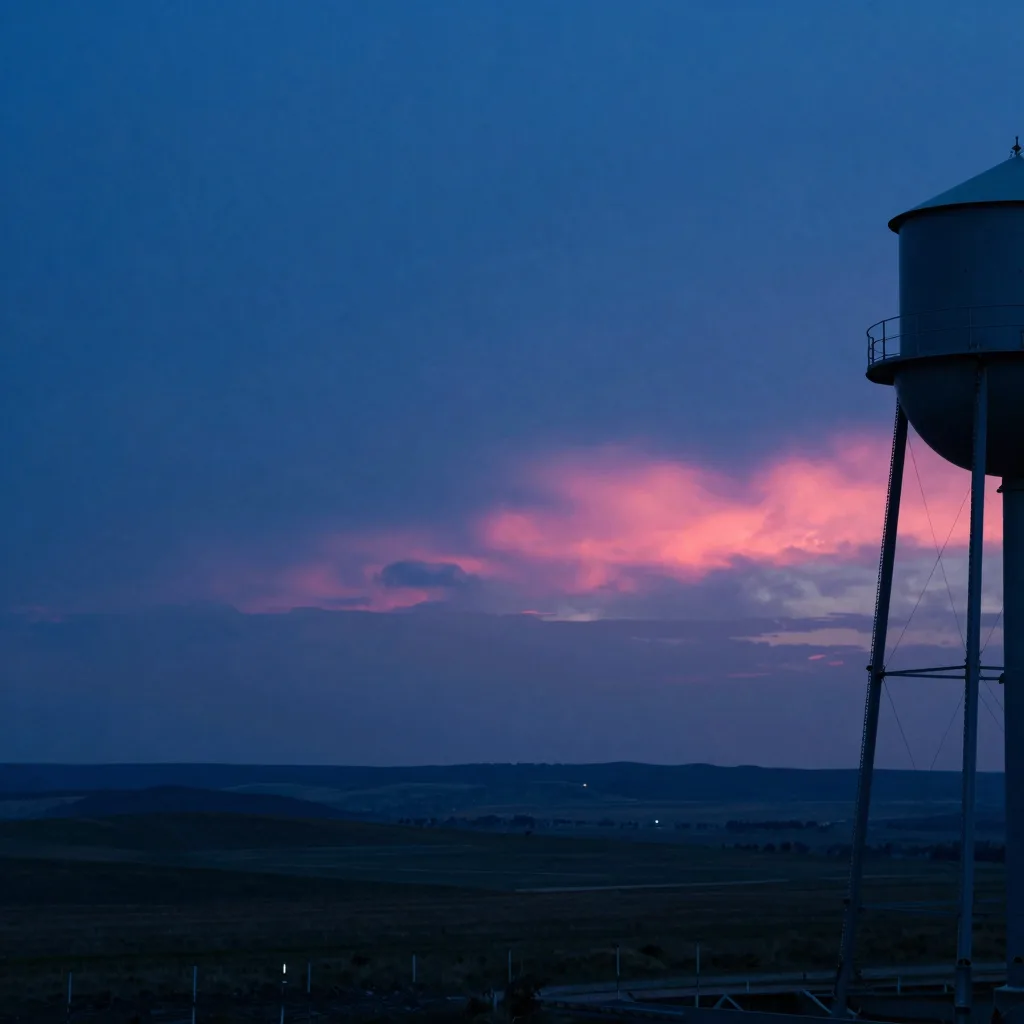 atmospheric wide of lone industrial silhouette on a prairie at hot-pink sunset - companion image for the retainer trap and why productized beats hours essay
