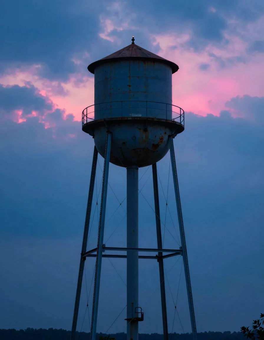 portrait orientation of lone industrial silhouette on a prairie at hot-pink sunset - companion image for the retainer trap and why productized beats hours essay