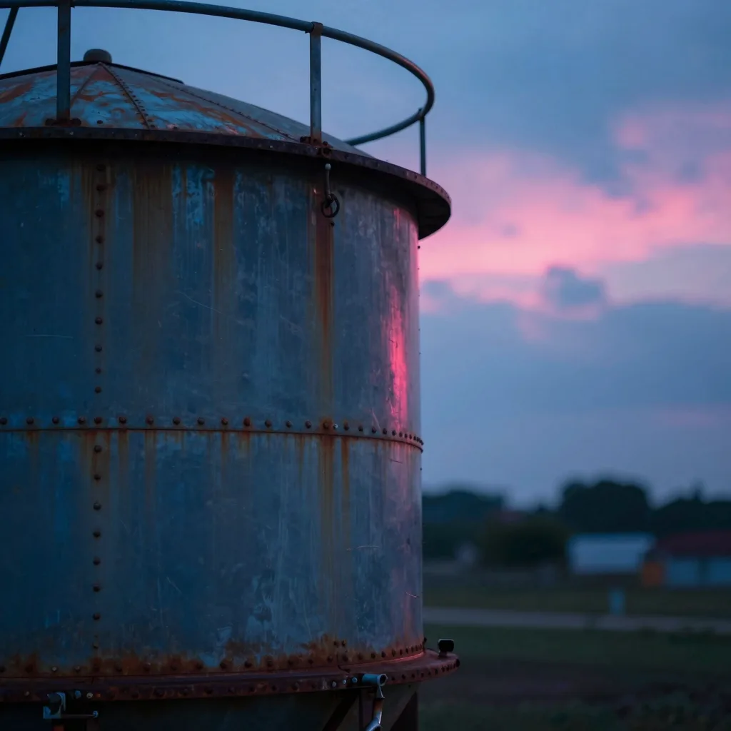 macro detail of lone industrial silhouette on a prairie at hot-pink sunset - companion image for the retainer trap and why productized beats hours essay