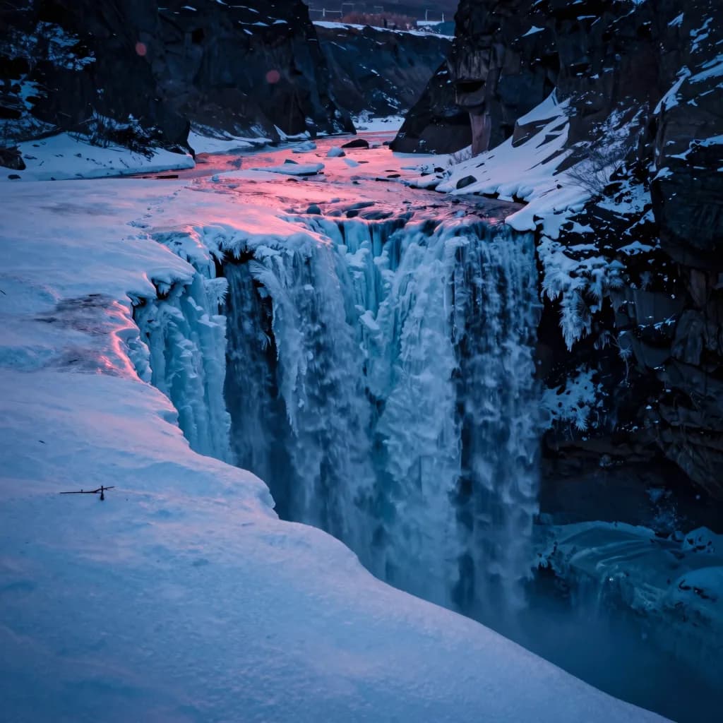 A single broken fragment of crystalline glass lit by competing warm pink and cool blue, dark negative space behind.