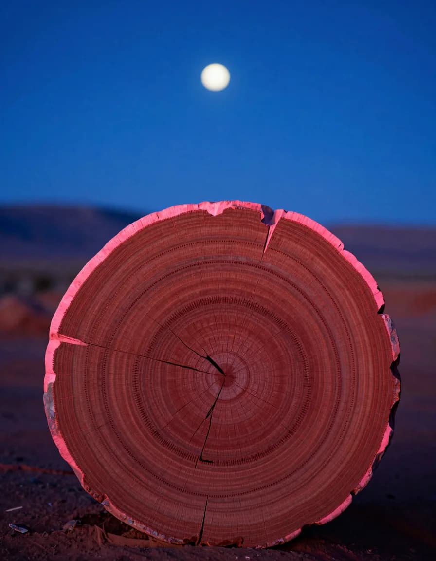 portrait orientation of organic weathered form on a desolate plain at electric-blue twilight with hot-pink accent - companion image for the UGC testing budget for small DTC brands
