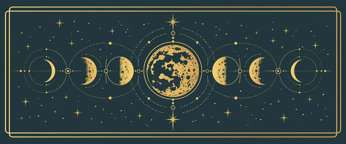 Moon calendar header engraving