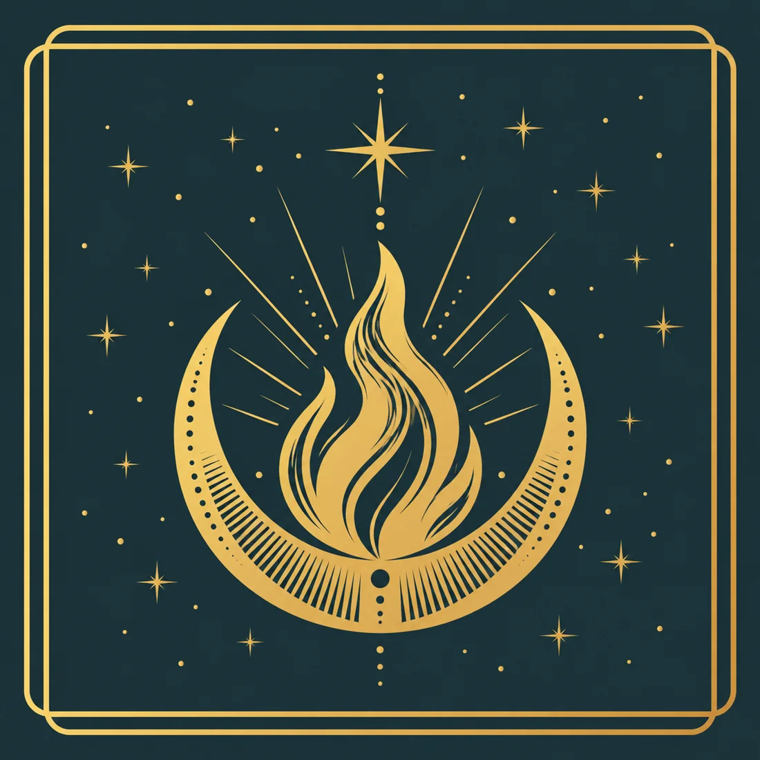App icon crescent flame engraving