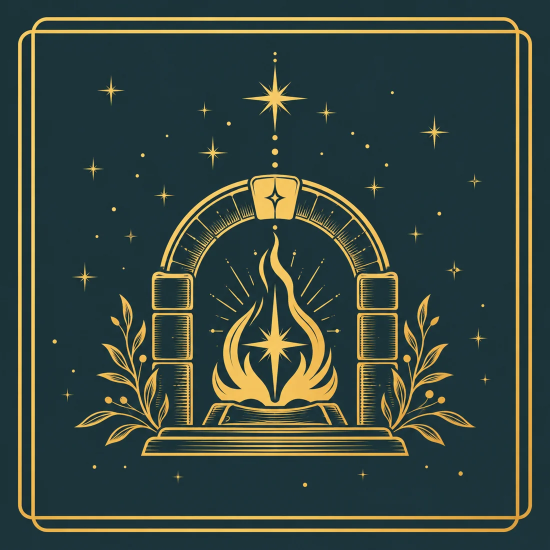 App icon hearth star engraving