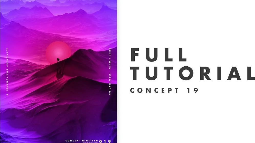 FULL TUTORIAL : Poster Design 19 : Pure Liquid Imagination