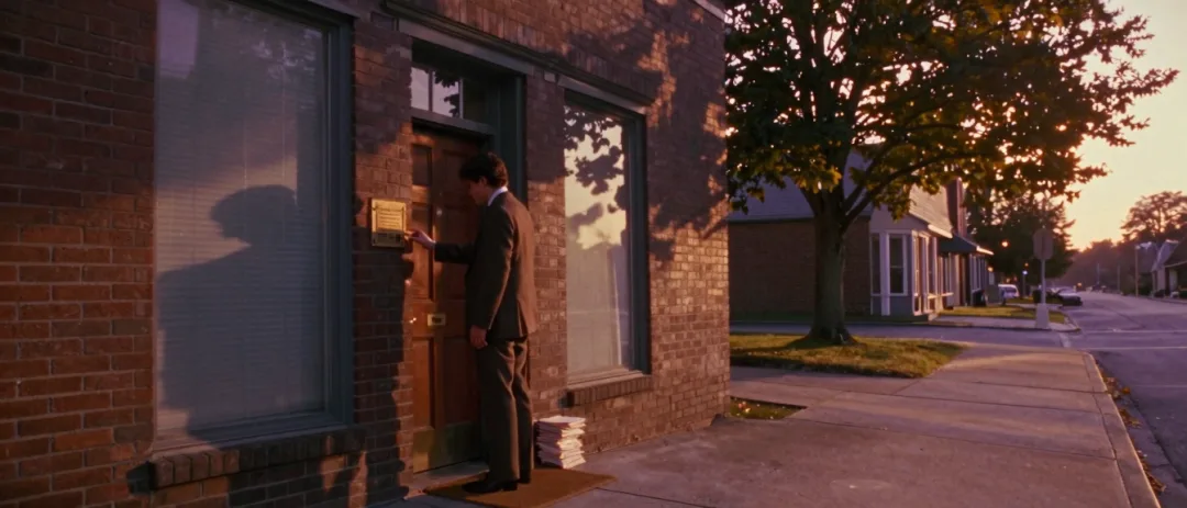 A new attorney outside a storefront office on opening day, 1989.